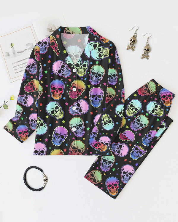 Neon Skull Halloween All Over Print Pajamas