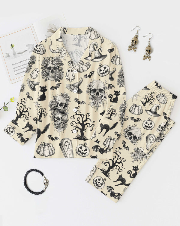 Halloween Skull All Over Print Pajamas