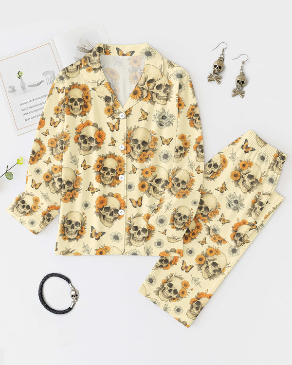 Sunflower Skull All Over Print Button Pajamas